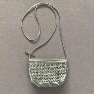 Dawli vintage silver beaded studded rhinestone disco crossbody purse.